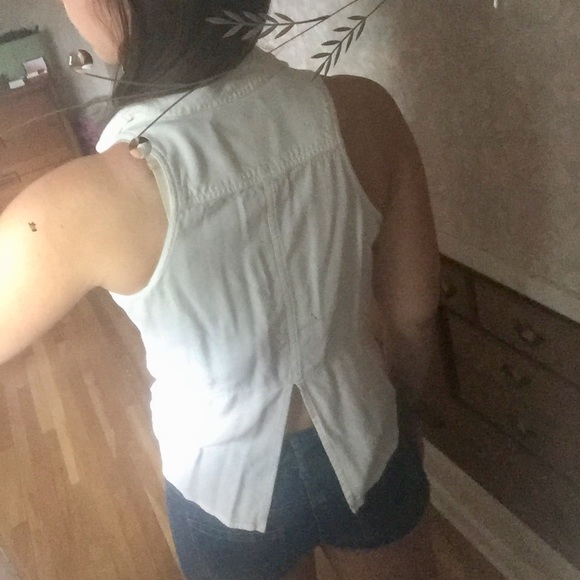 Mossimo White Button Down Sleeveless Top Size M - Picture 8 of 8